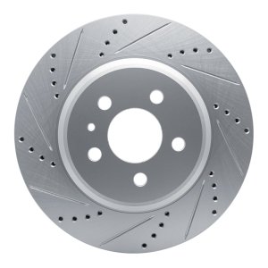 Tesla Model 3 Brake Rotor (1) - Rear Left - R1 Concepts - Drilled & Slotted - Silver - `17-`25